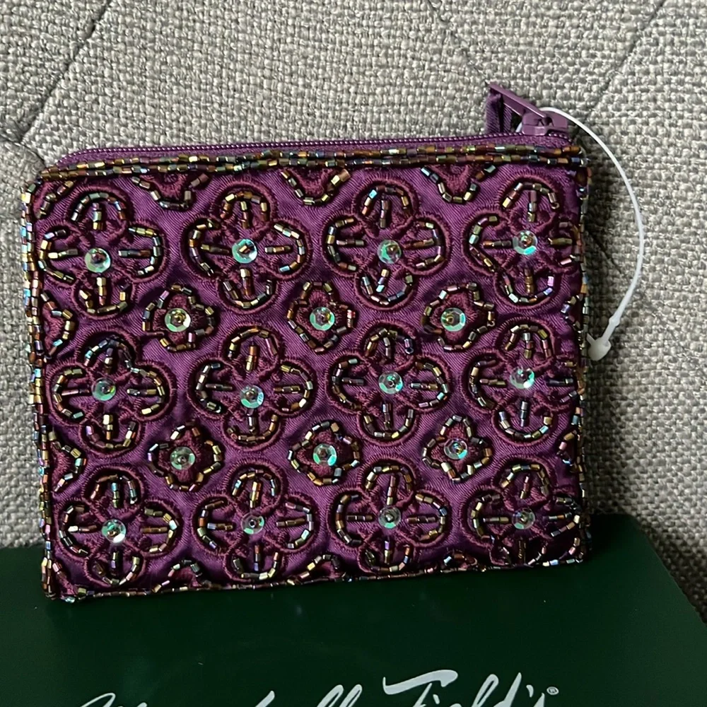 NWT Purple Beaded Women's Cosmetic/Zipper Bag.